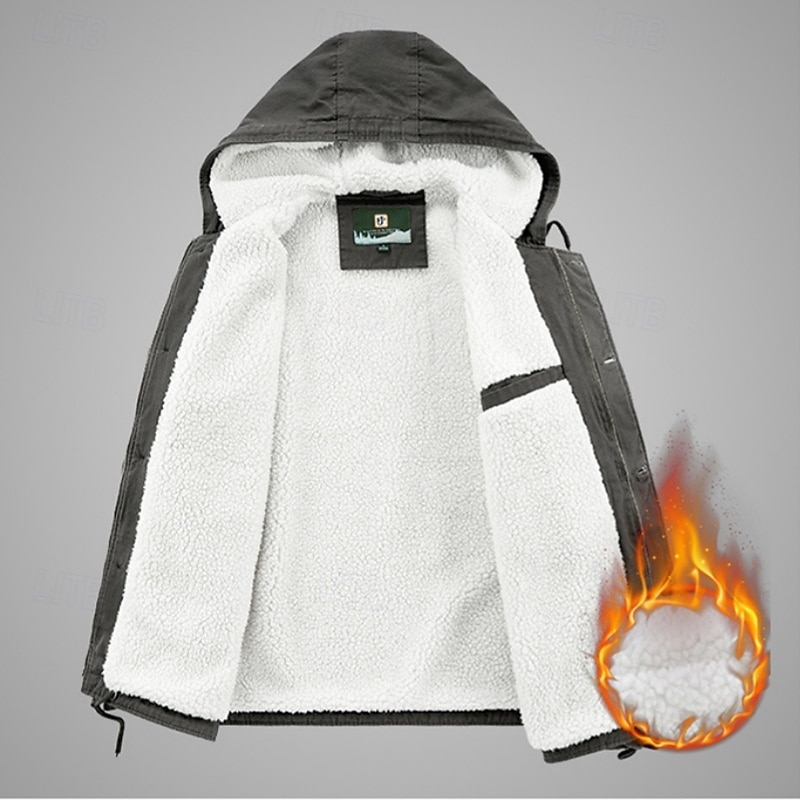 Per uomo Giacca in Pile Giacca con Cappuccio Formale Casa Fodera in Pile Portatile Tasca Con cappuccio Primavera Autunno Inverno Tinta unica Attivo Vintage Con Cappuccio Regolare Marrone Grigio del 2025 a $57.99 –P2