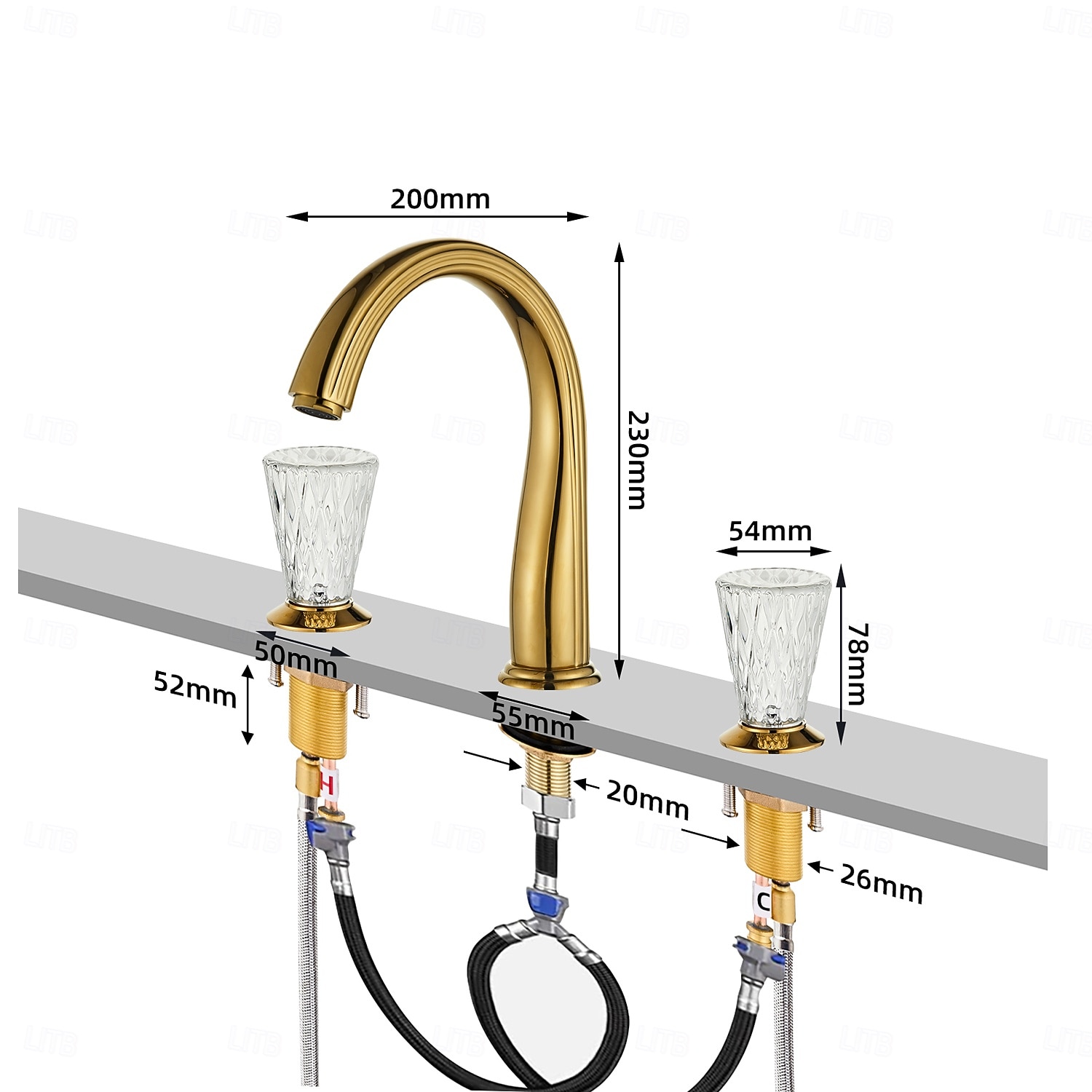 Rubinetto per lavabo - Classico / Ampia diffusione Galvanizzato Rubinetto a tre fori Due maniglie tre foriBath Taps del 2025 a $259.19 –P3