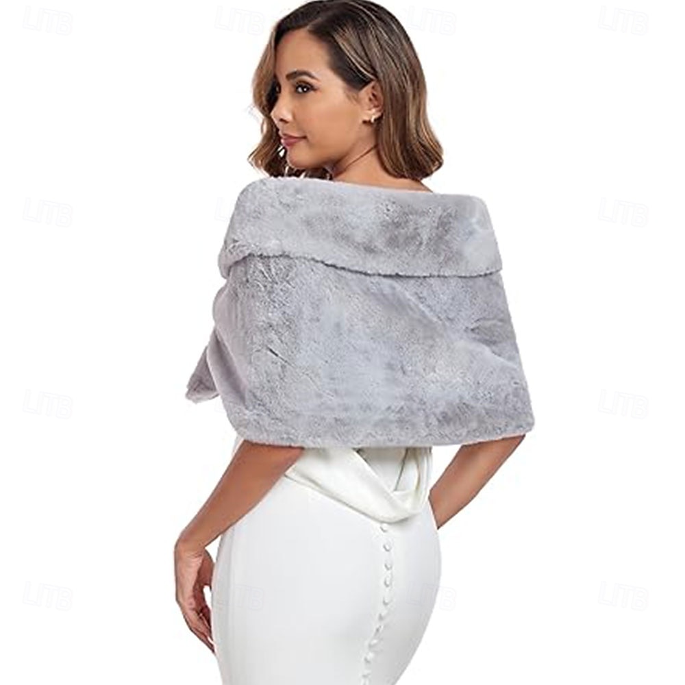Kunstfell-Schal, Wickelstola, Shrug, Winter, Braut, Hochzeit, Schal, Wickeltuch, Abendparty, Cover-up für Frauen 2025 - $72.99 –P5