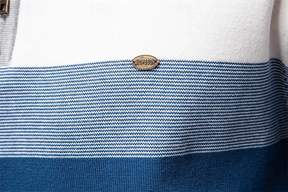 Homme Pull Tricoter Hauts Réguliers Demi-zip Bandes Rayé Col montant ancien Frais École Vacances Vêtement Tenue Printemps Automne Noir Violet S M L de 2025 ? $50.99 –P25