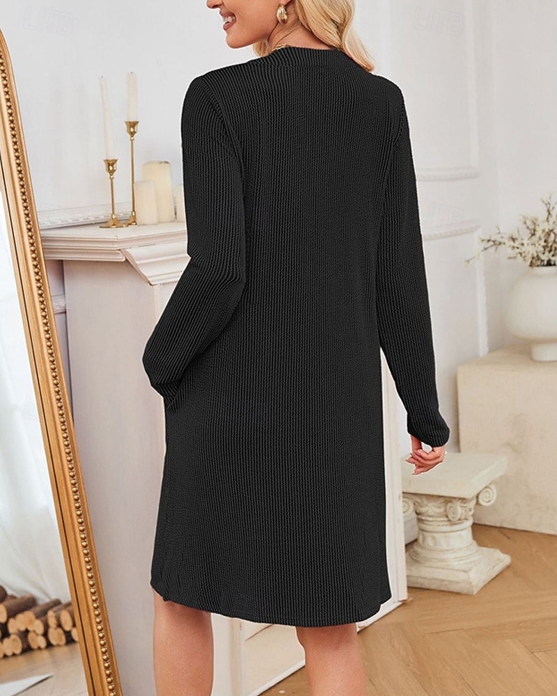 Pentru femei Rochii Midi Rochie hanorac Rochie casual Modă Modern În aer liber Zilnic Sfârșit de săptămână Fit regulat Simplu Manșon Lung În V Negru Roz Îmbujorat Verde Militar Mov Primăvară Toamnă 2025 - $26.99 –P10