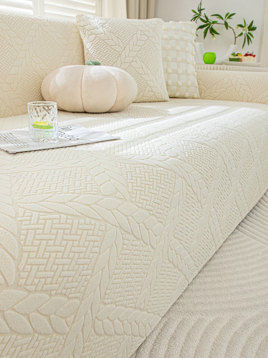 Copridivano in velluto jacquard con linea geometrica, 1 pezzo, copridivano elastico in stile semplice, adatto agli animali domestici, antiscivolo, antipolvere, lavabile in lavatrice, protezione per del 2025 a $30.99 –P12