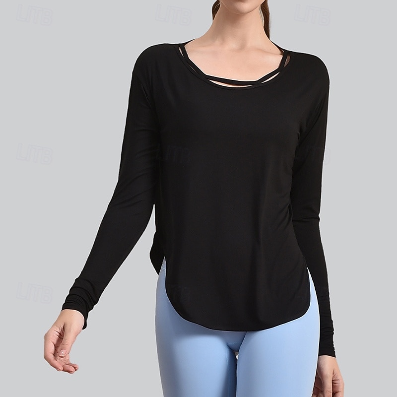 Damskie Koszulki do jogi Topy treningowe Półgolf Oddychający Długi rękaw Sport Jednokolorowe Top Dla Siłownia Bieganie Zdatność Odzież sportowa 2026 - $21.99 –P9