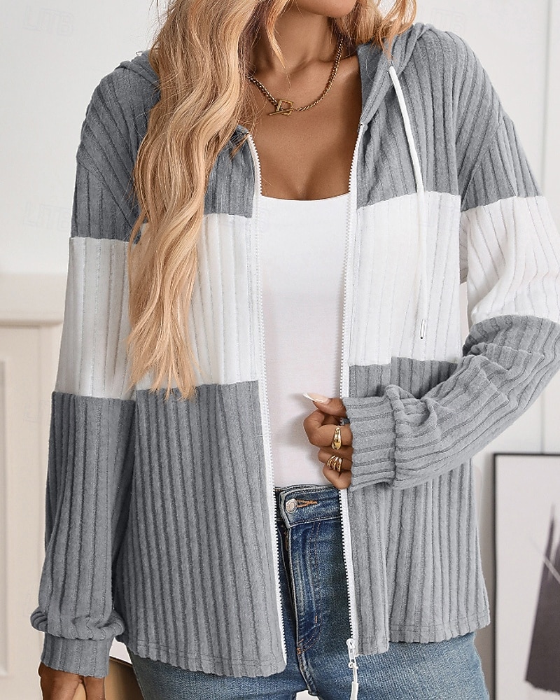 Damen Kapuzenjacke Bequem Patchwork Reißverschluss Lässig Farbblock Ausgehen Wochenende Reisverschluss Regulär Mit Kapuze Normale Passform Langarm Oberbekleidung Schwarz Hellgrün Rosenrot Herbst 2025 - $26.99 –P12