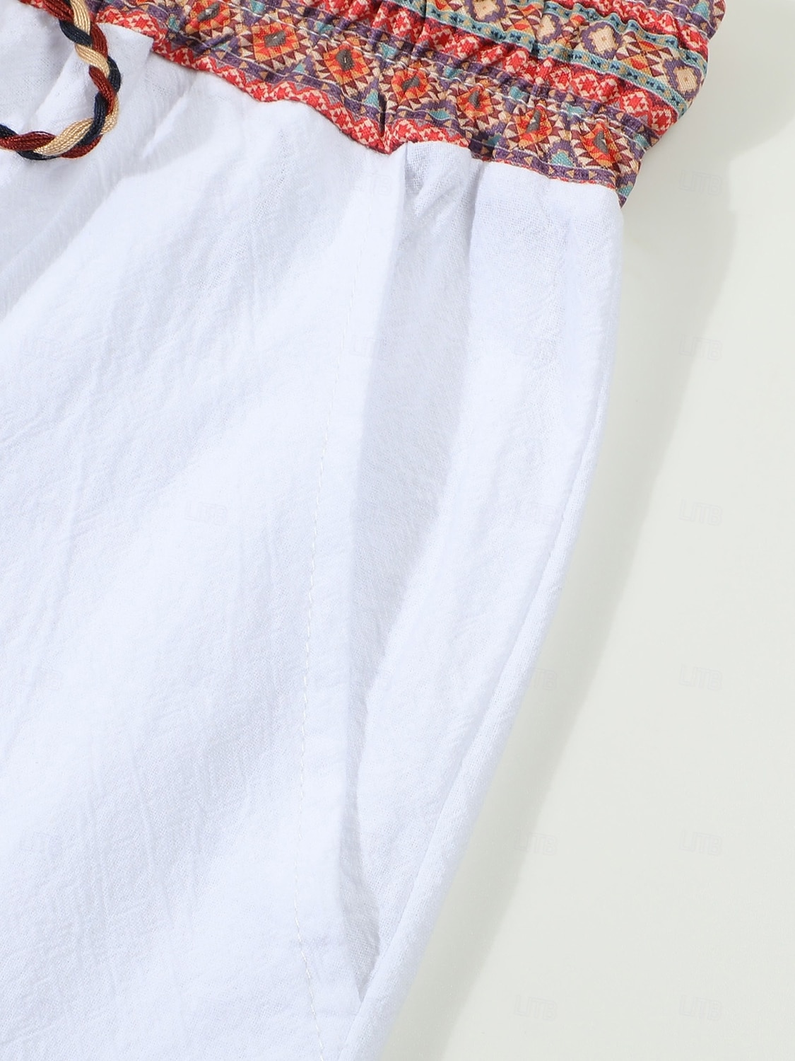 Homens Calças de linho Calças Calça verão Calças largas Calça Boho Com Cordão Patchwork Cintura elástica Tecido Conforto Respirável Comprimento total Ao ar livre Casual Diário Moda Estilo Clássico de 2025 por $21.99 –P9