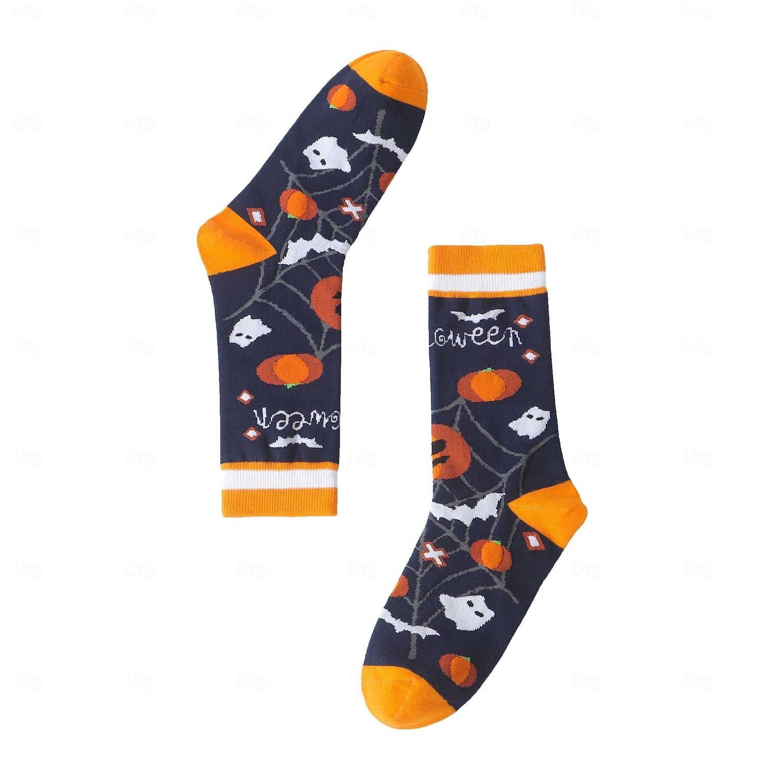 Calcetines de algodón de Halloween, calcetines casuales de media pantorrilla que absorben la humedad con diseño de calabaza, medias de estilo urbano unisex de gran tamaño y de moda. 2025 - $7.99 –P3