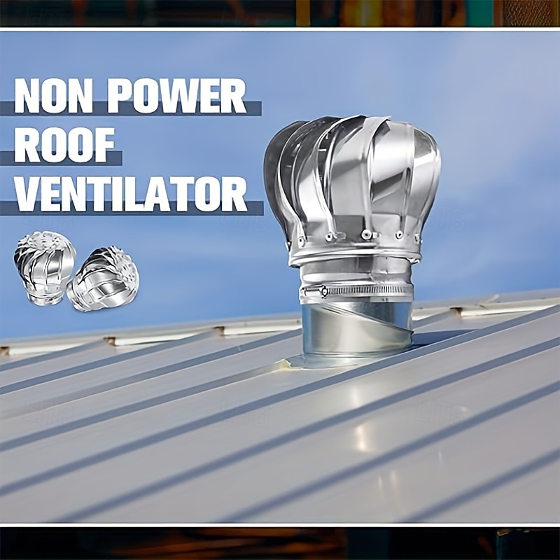 مروحة سقف متينة من الفولاذ المقاوم للصدأ مقاس 110 مم مع غطاء عادم دائري دوار لتهوية المدخنة الخارجية وغطاء المدخنة وغطاء مقاوم للحرارة والبرودة ومقاوم للتآكل وتهوية غير كهربائية 2026 - $50.99 –P1