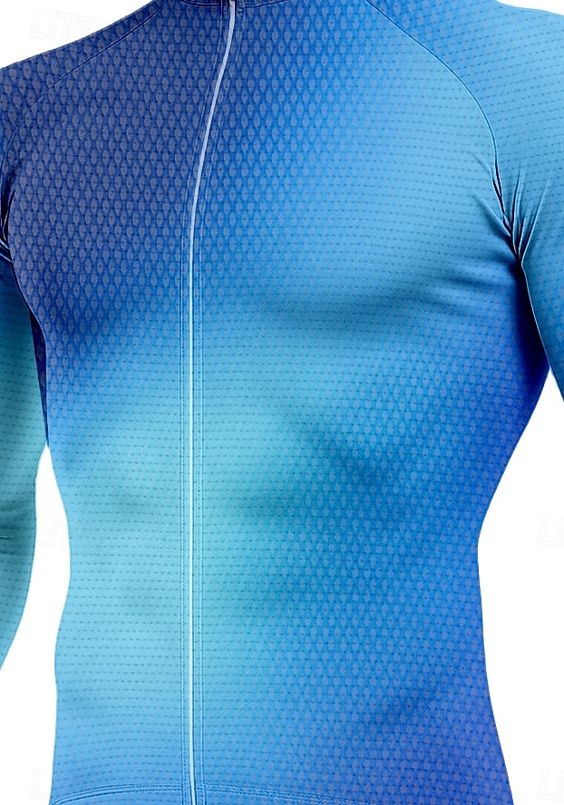 Męskie Topy Koszulka rowerowa Graficzny Gradient Długi rękaw Rower Dżersej Top z 3 tylnymi kieszeniami Słońce Ochrona przed słońcem Filtr przeciwsłoneczny Szybkie wysychanie Sport Niebieski Odzież 2026 - $34.99 –P3