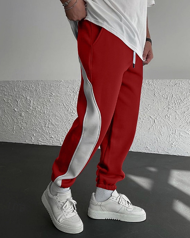Pánské Tepláky Běžec Kalhoty Šňůrky Kapsy Elastický pas Barevné bloky Pohodlné Outdoorové sporty Denní Módní Na běžné nošení Černočervená Bílá  / modrá Lehce elastické 2025 - $29.99 –P9