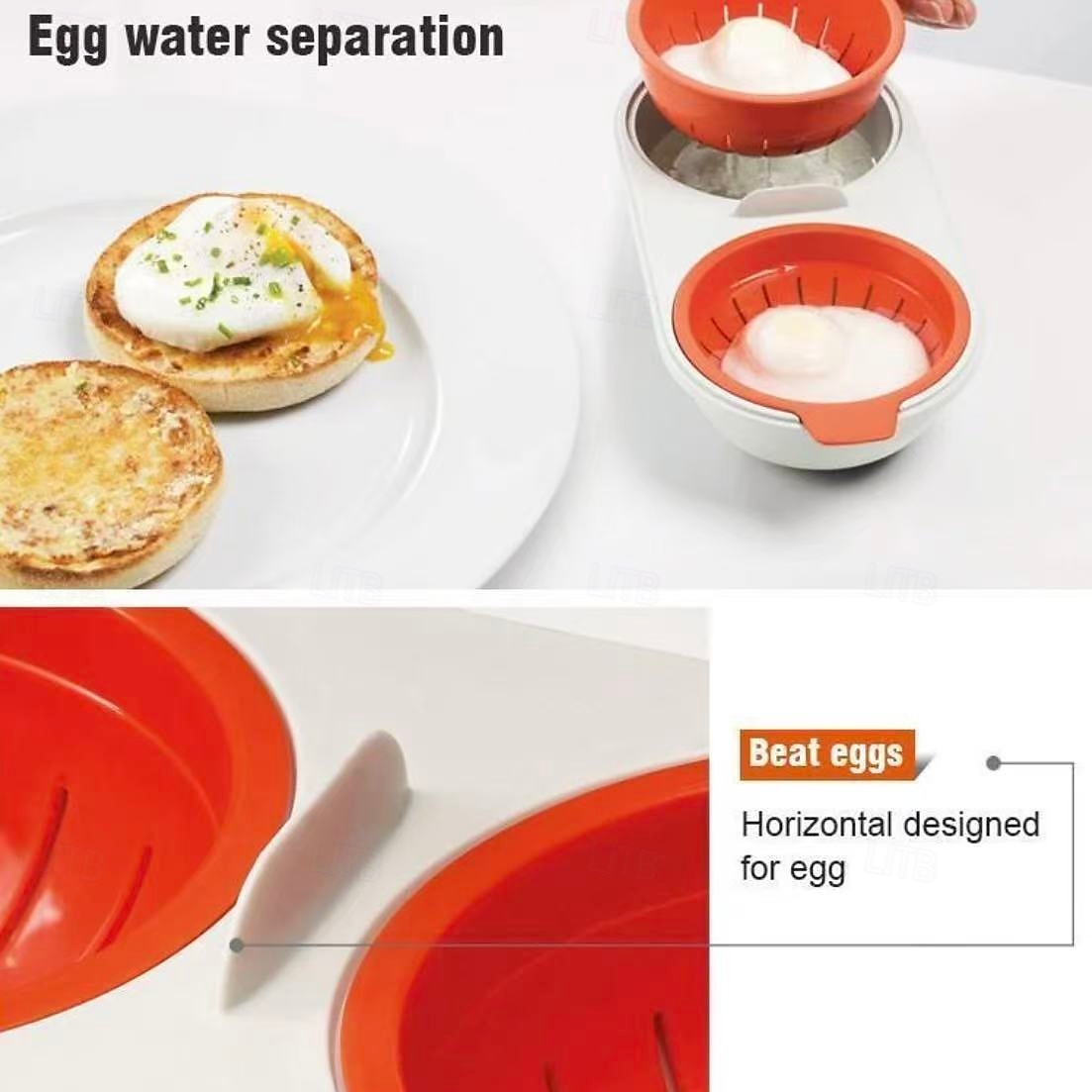 przenośny garnek do gotowania jajek w kuchence mikrofalowej, dwuoczna misa do gotowania jajek w parze z separatorem, tacka do gotowania jajek w kuchence mikrofalowej o jakości spożywczej 2026 - $16.99 –P6