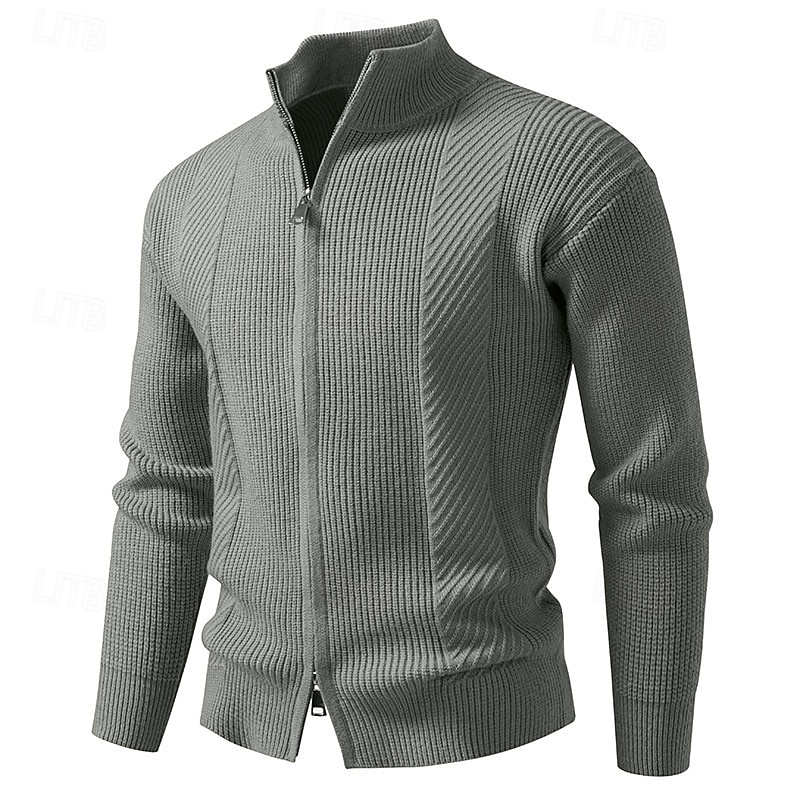 Per uomo Felpa Cardigan A Coste Maglia Corto Lavorato a maglia Tinta unica Collo Alto Vacanza Moda Casuale Abbigliamento quotidiano Abbigliamento Primavera & Autunno Nero Rosso M L XL del 2026 a $43.99 –P6