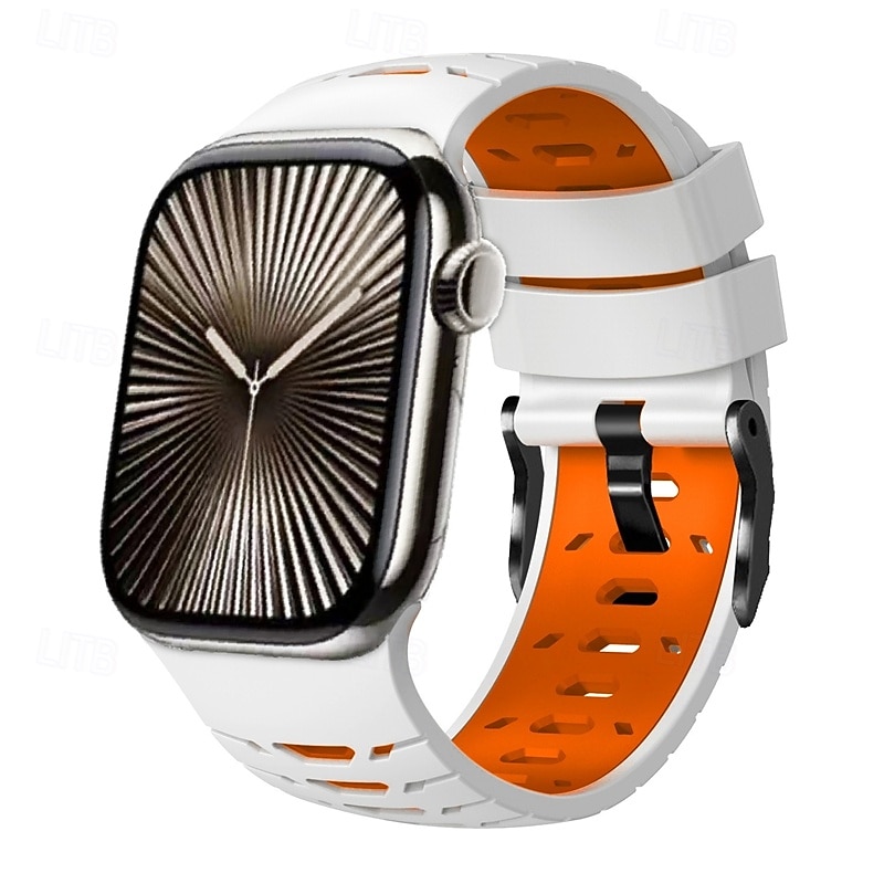 sportszíj, kompatibilis az Apple Watch 42mm 44mm 45mm 49mm-es szíjával, strapabíró, kétszínű fémkapocsos szilikon szíj, csere csuklópánt az iWatch Ultra 2 sorozathoz, 9, 8, 7, SE, 6, 5, 4, SE-hez 2025 - $15.99 –P1