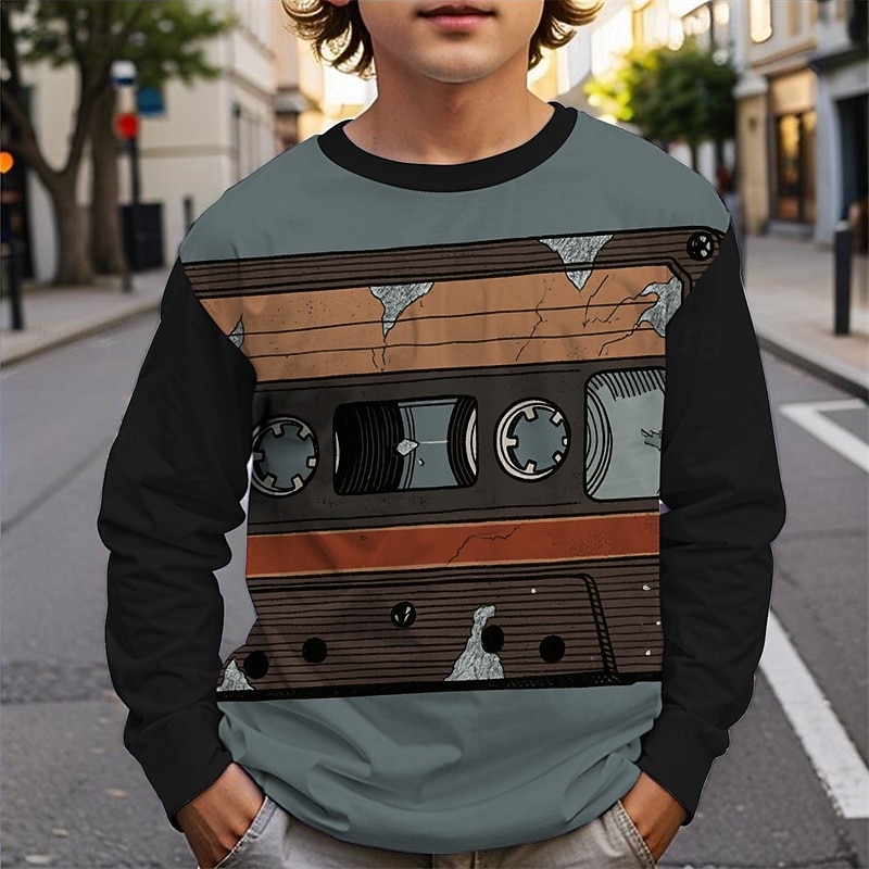 Halloween Pojkar 3D Tecknat T-shirt Långärmad Vår Höst Mode Grundläggande Barn 4-12 år Rund hals Utomhus Ledigt Dagligen Normal 2025 - $13.99 –P3
