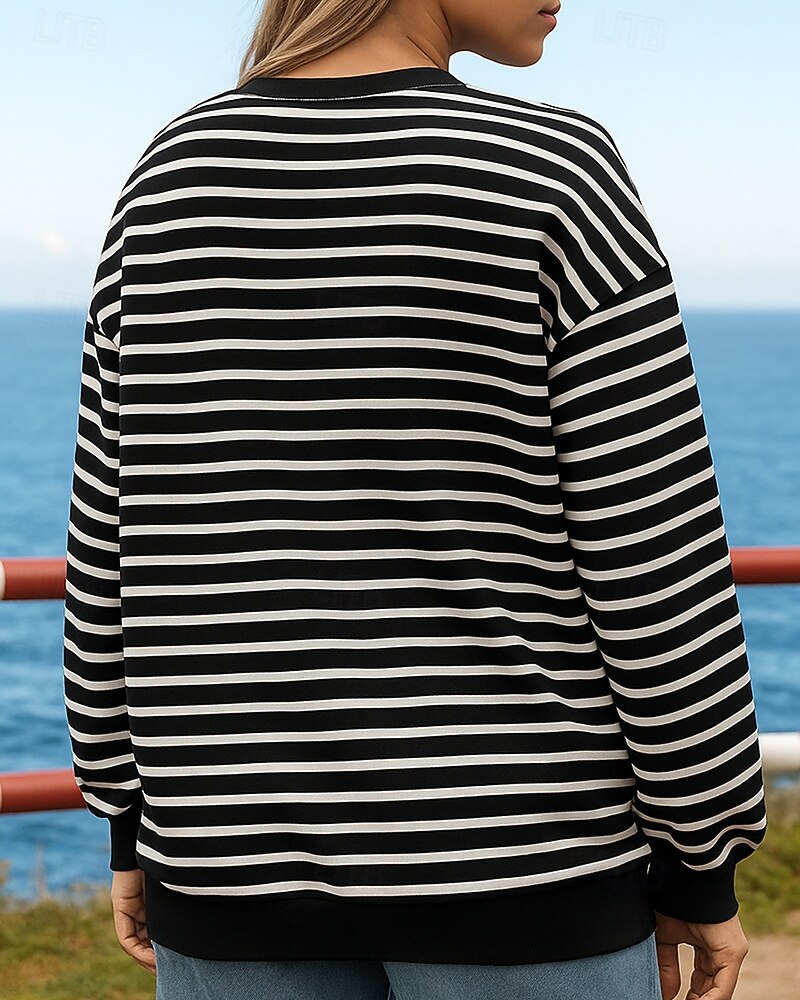 Dámské Mikina s kapucí Ležérní topy Dlouhý rukáv Vrchní část oděvu Oblečení na atletiku Podzim S proužky Módní Venkovní Cestování sportovní oblečení Sportovní oděvy Černá Bílá Světlá růžová 2025 - $23.99 –P2