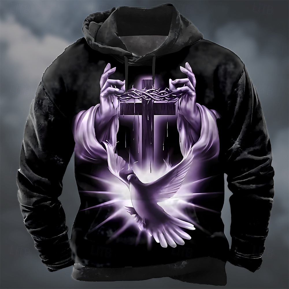 Homme Foi Sweat à capuche Sweatshirt Frais Fête manche longue Col ras du cou Club Vêtements de rue Violet Vert Gris Cordon de serrage Automne Hiver Designer S M L XL XXL XXXL de 2026 ? $28.99 –P4