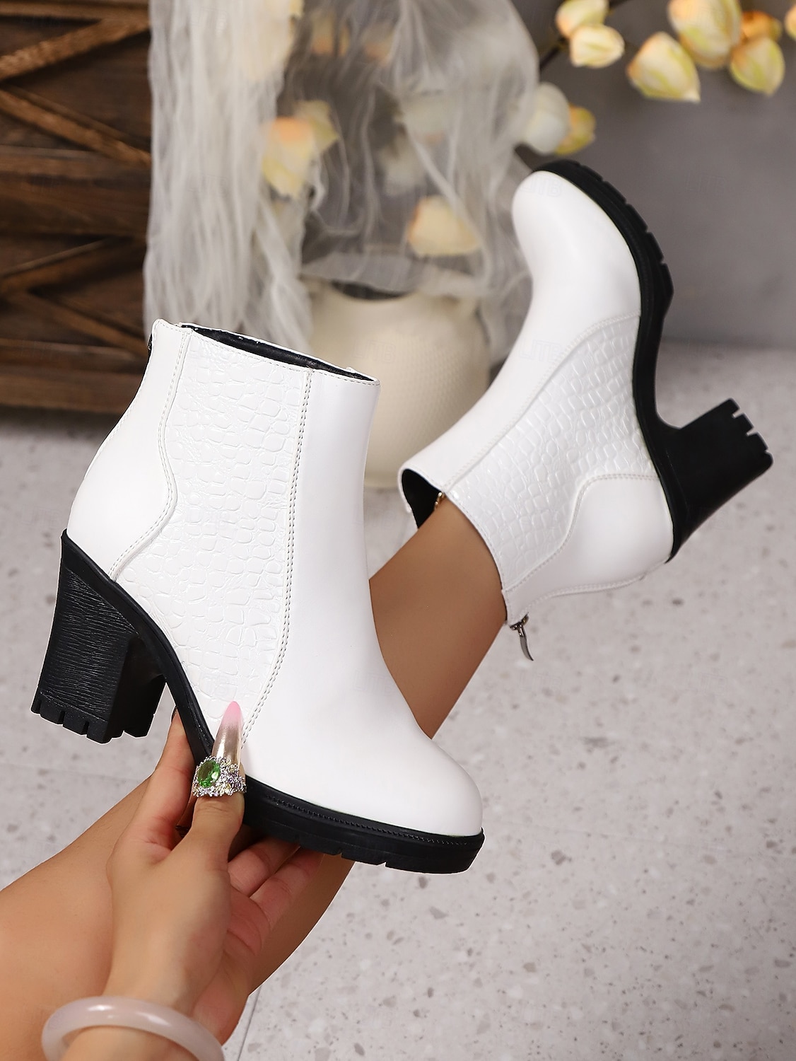 حذاء بكعب سميك من الجلد الصناعي باللون العنابي للنساء - حذاء أنيق بكعب سميك من الجلد الصناعي مناسب للخريف والشتاء وملابس العمل 2025 - $29.99 –P8