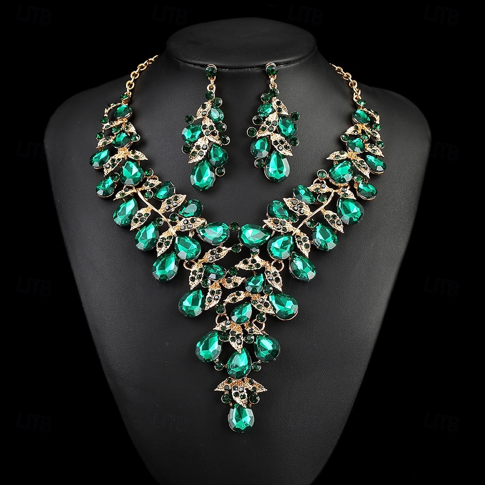 Parure de bijoux 2 Chrome Boucles d'oreilles Collier Femmes Élégant ancien Mode Le style rétro Classique Parure de Bijoux Pour Mariage Soirée robe demoiselle d honneur de 2025 ? $29.99 –P6