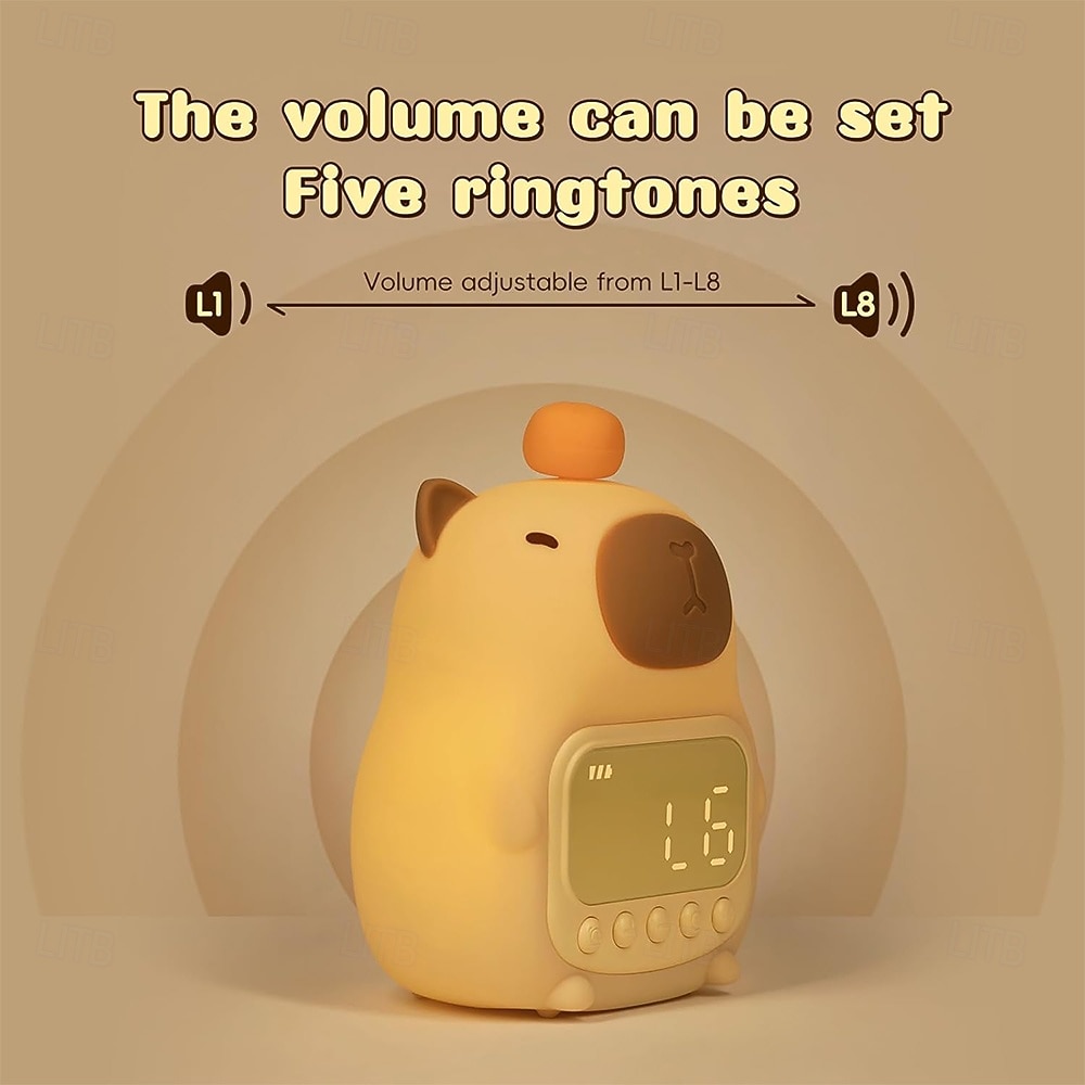 Будильник с ночником для детей, 7 цветов RGB, симпатичные будильники для спальни, часы, которые можно разбудить, силиконовая настольная лампа в форме животного для девочек-подростков и мальчиков 2026 - $44.99 –P5