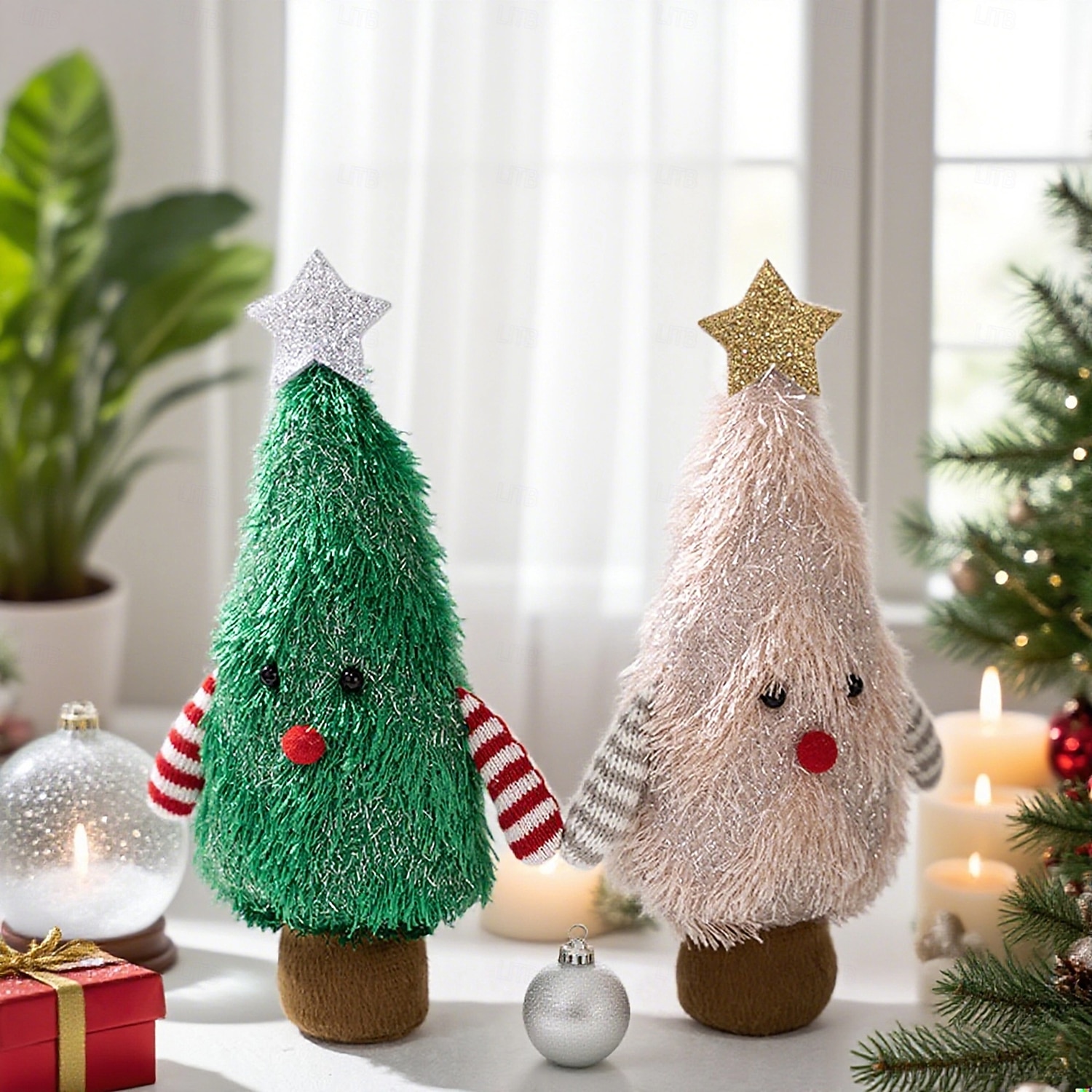 ornament de păpușă de pluș în formă de brad de Crăciun, păpuși drăguțe de pluș, brazi de Crăciun, design de copaci moi, figurine, păpuși, decorațiuni de birou pentru acasă și birou, sărbători 2025 - $7.99 –P5
