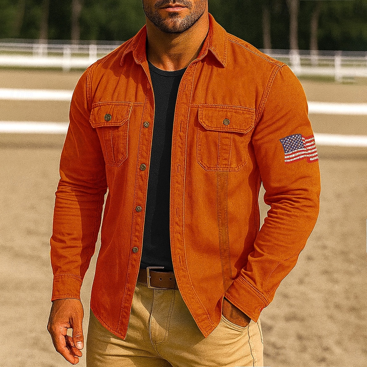 Herren Amerikanische US-Flagge Arbeitshemd Westernhemd Cargohemd Langarm Lässig Taktisch Sport im Freien Arbeitskleidung Frühling Herbst Umlegekragen Zwei Fronttaschen Hemden mit Knopfleiste Schwarz 2026 - $29.99 –P3