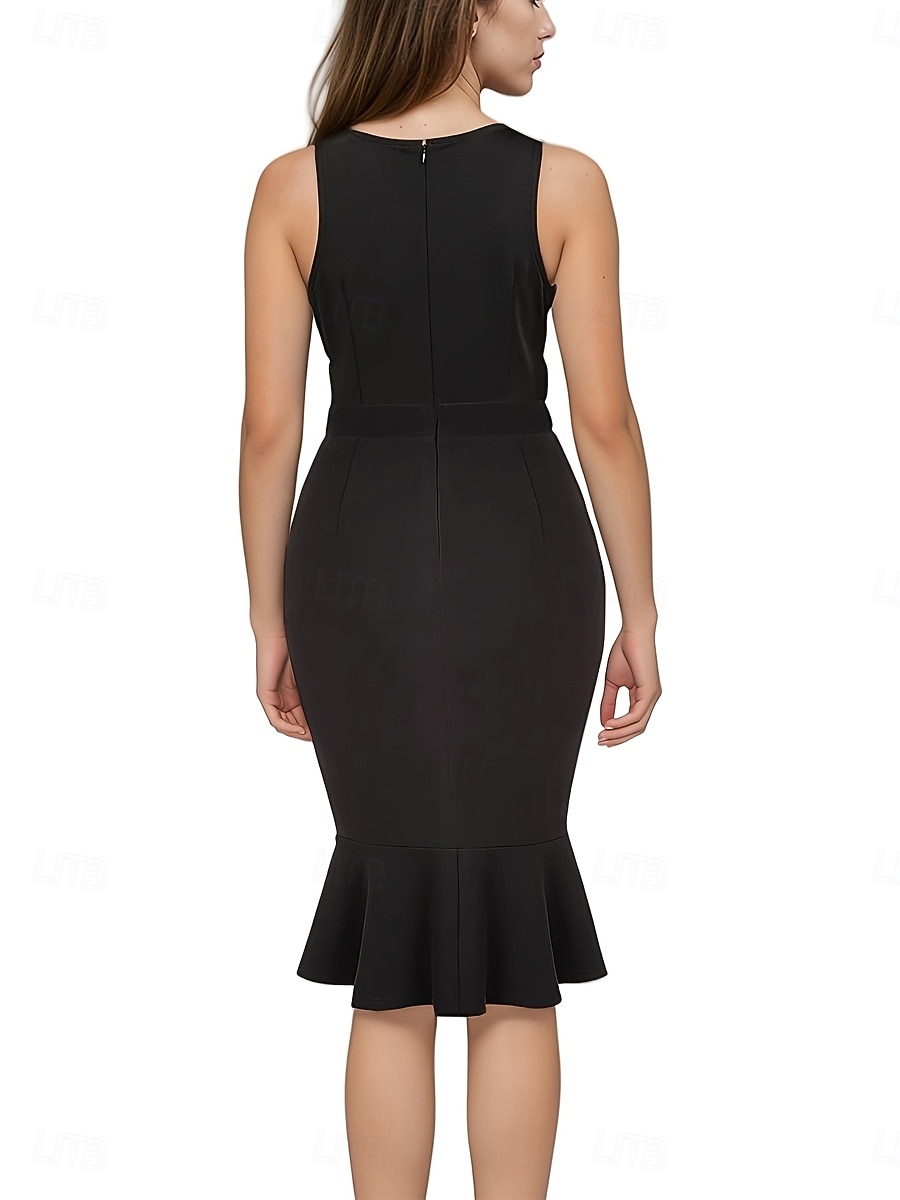 slim fit dress slacks Black Lace Modest Knee Length Formal Prom Evening Dress XLD1012 Custom Size / Black