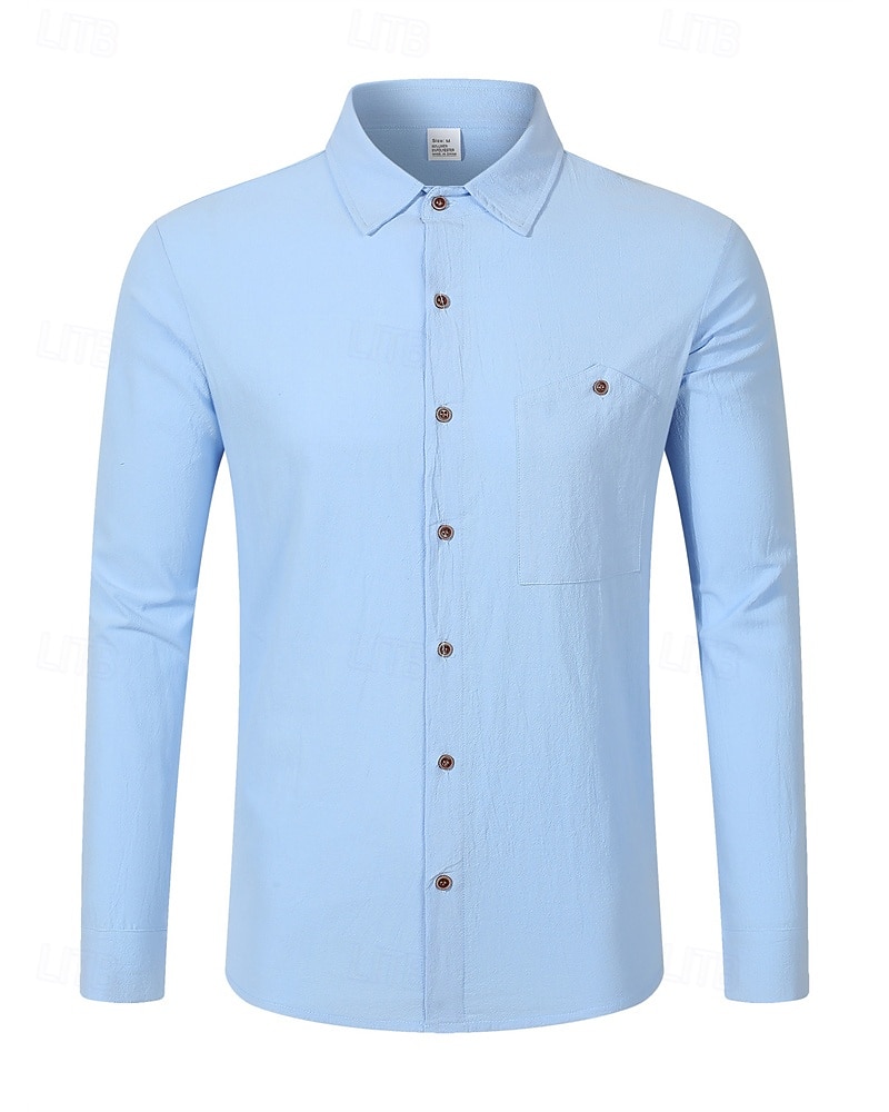 Per uomo Camicia Camicia di lino Camicia casual Camicia con Bottoni Camicia di cotone Semplice Vacanza Camicia hawaiana Nero Bianco Giallo Blu marino Manica Lunga Bavero Primavera Autunno del 2025 a $22.99 –P2