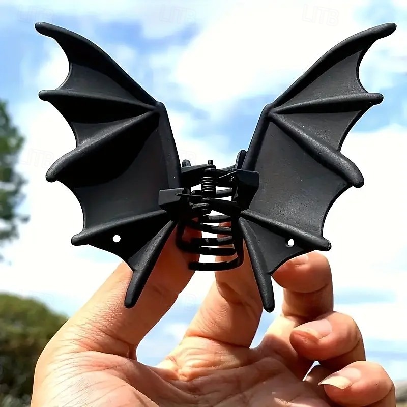 2 ks halloweenských sponek do vlasů s netopýřím motivem, gotické punkové kovové doplňky do culíku s netopýřím křídlem pro ženy, odolný plast, ideální na halloweenské a vánoční večírky, gotická punková 2025 - $10.49 –P2