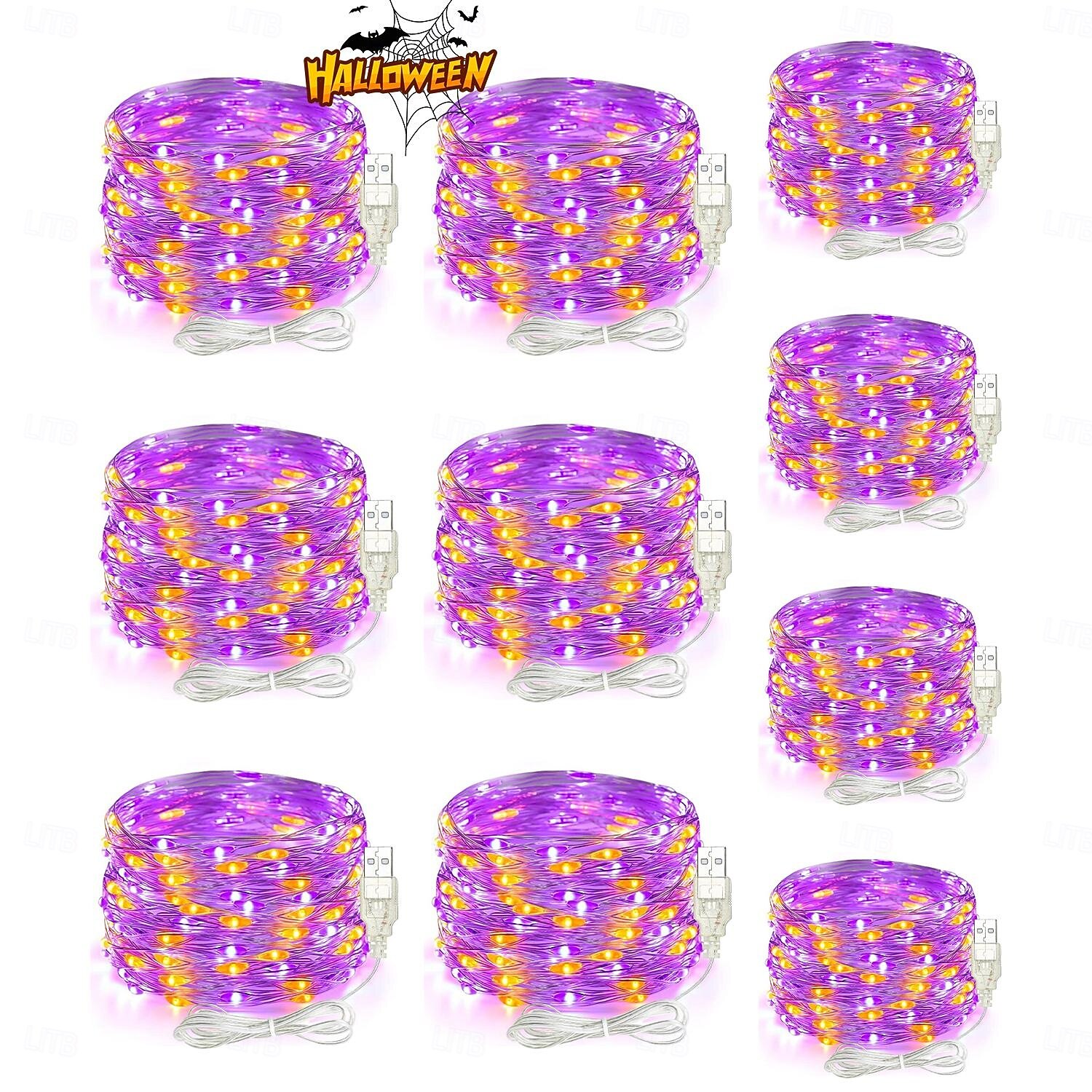 10 db 5 m/16,4 láb 50 led sugár tündérfényfüzér halloween karácsony Valentin nap újév esküvői party fesztivál beltéri és kültéri dekoráció rézdrótos fények usb tápegység ip44 vízálló 2025 - $20.99 –P16