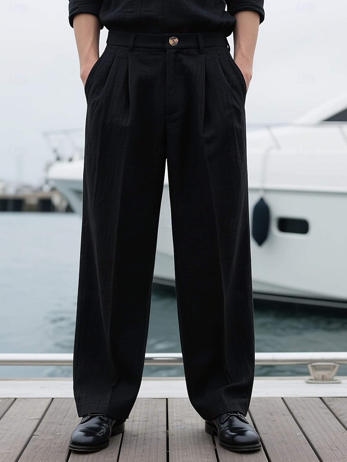 Men's Dress Pants Linen Pants Trousers Summer Pants Front Pocket Straight Leg Plain Comfort Breathable Full Length Outdoor Business Daily Vacation Fashion Black White Inelastic 2026 - $29.99 –P9