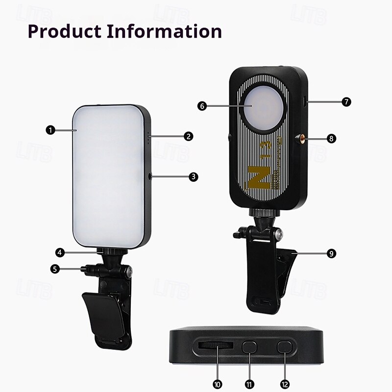 2025年 ポータブル セルフィー スマホライト 3モード LED クリップオンライト 充電式ビデオライト iPhone 写真 ティックトック Vlog コンピューター ノートパソコン ビデオ会議用  コレクション – $21.99 –P5
