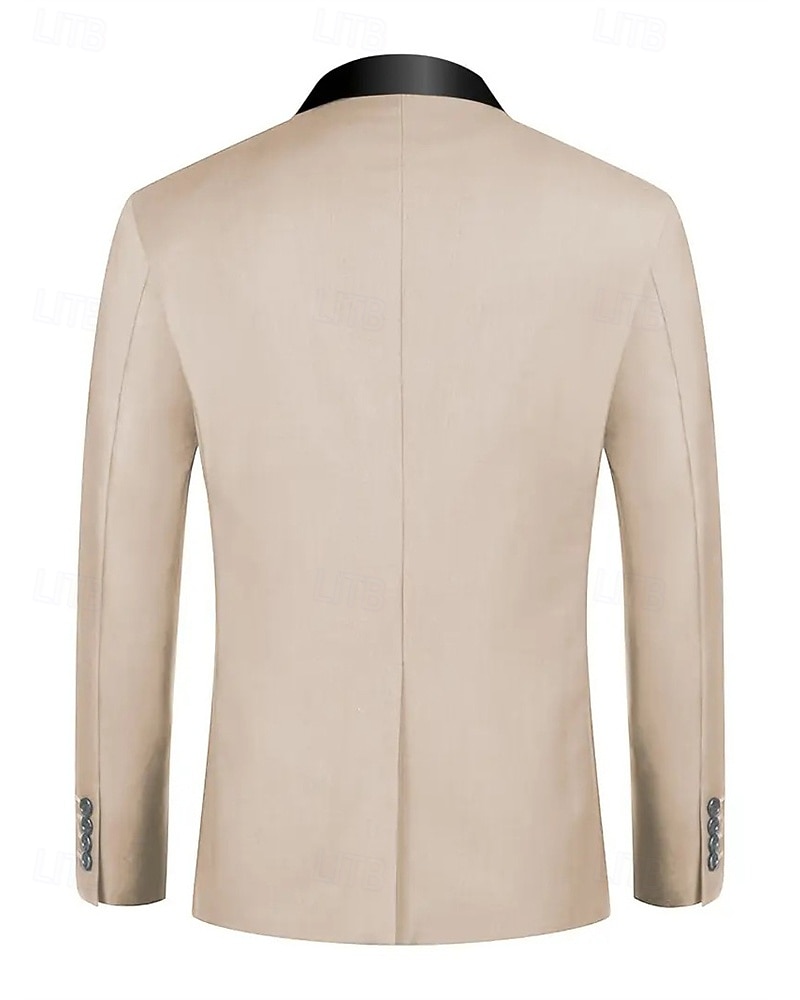 Herren Set Anzüge Anzugweste Geschäft Cocktailparty Hochzeitsfeier 3 Stück Mode Lässig Frühling Herbst Polyester Farbblock Tasche Knöpfe Bequem Einreihig Blazer Schwarz Weiß Burgunderrot Königliches 2025 - $79.99 –P6