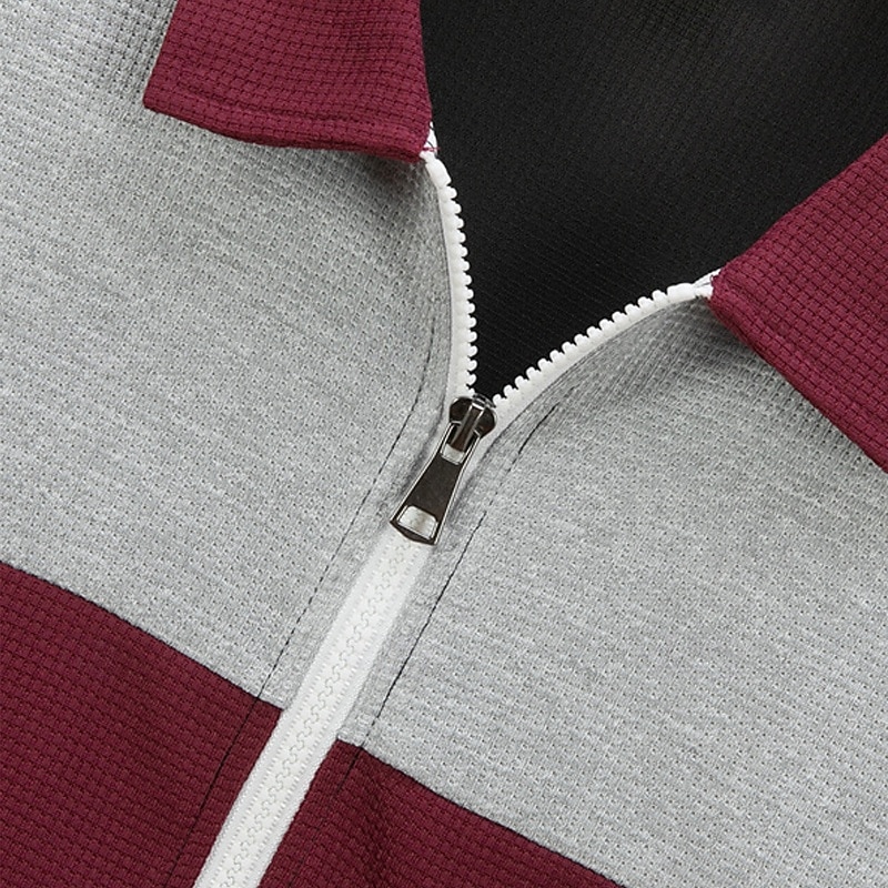 Herren Waffeljacke Freizeitjacke Urlaub Täglich Atmungsaktiv Tasche Spleißen Frühling Herbst Farbblock Mode Klassisch Revers Regulär Wein Dunkelgrün Braun Grau Jacken 2025 - $27.99 –P6