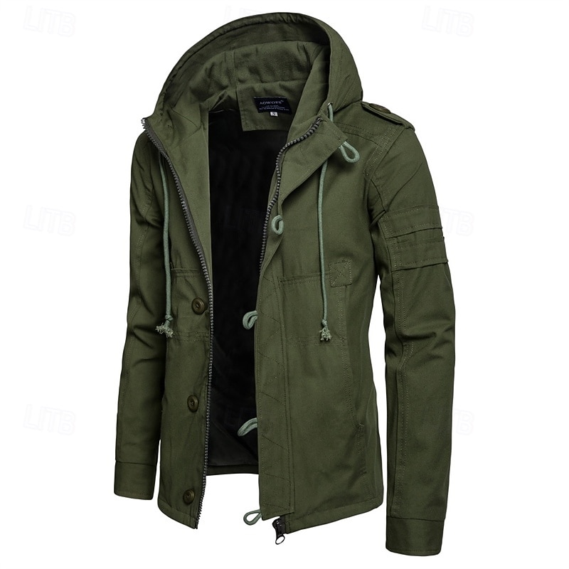 Per uomo Cappotto da marinaio Trench Vacanza Quotidiano Autunno Inverno Misto Cotone Calore Termico Capispalla Abbigliamento Moda Classico Semplice Tasca Con Cappuccio Cerniera del 2025 a $61.99 –P14