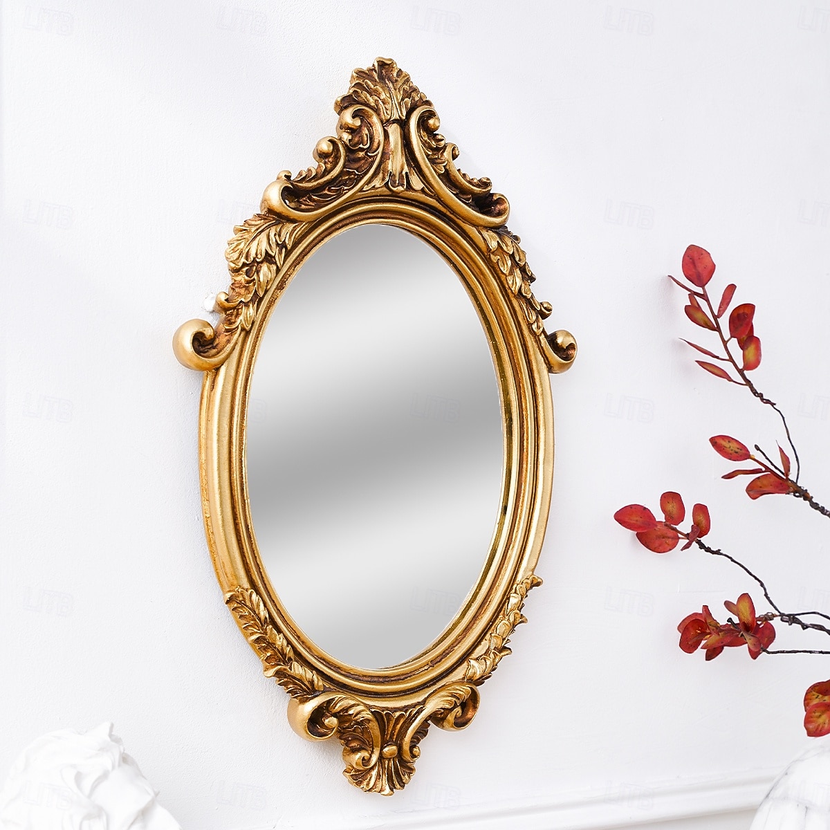 Miroir mural décoratif ovale à motif classique – Décoration murale de style européen, miroir de courtoisie créatif &accessoires de photographie de 2026 ? $23.99 –P6