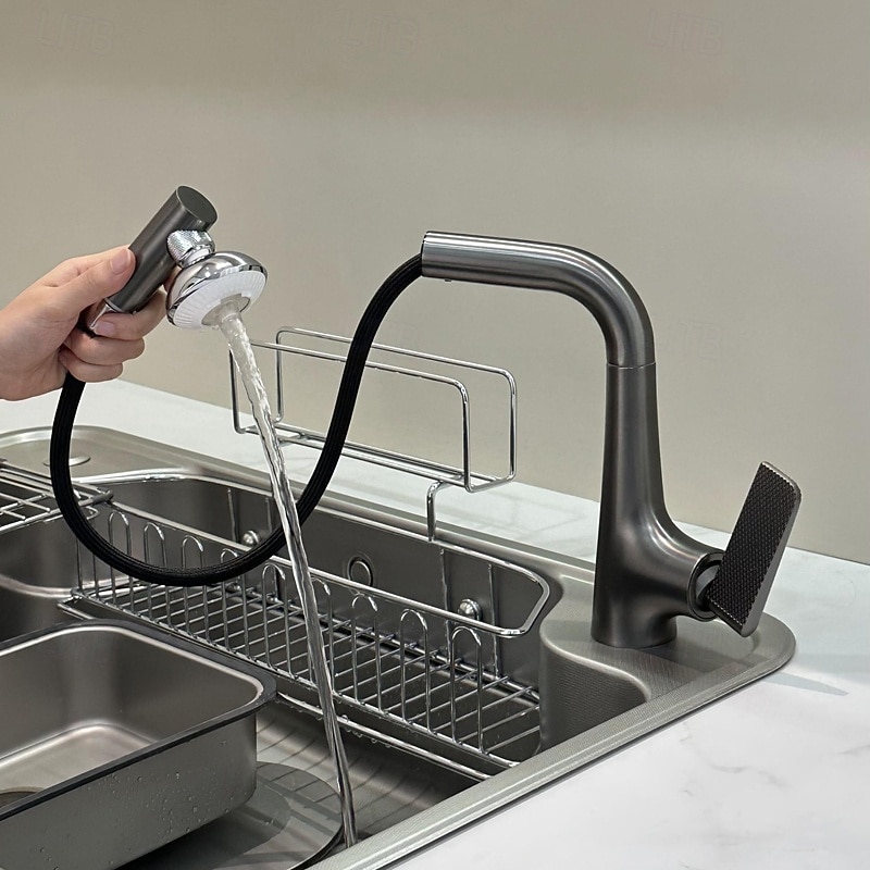 Robinet de cuisine - Poignée unique à un trou Électroplaqué / Finitions peintes Extractible / Rétractable / Bec Standard Ensemble central Moderne Contemporain Kitchen Taps de 2025 ? $145.99 –P2