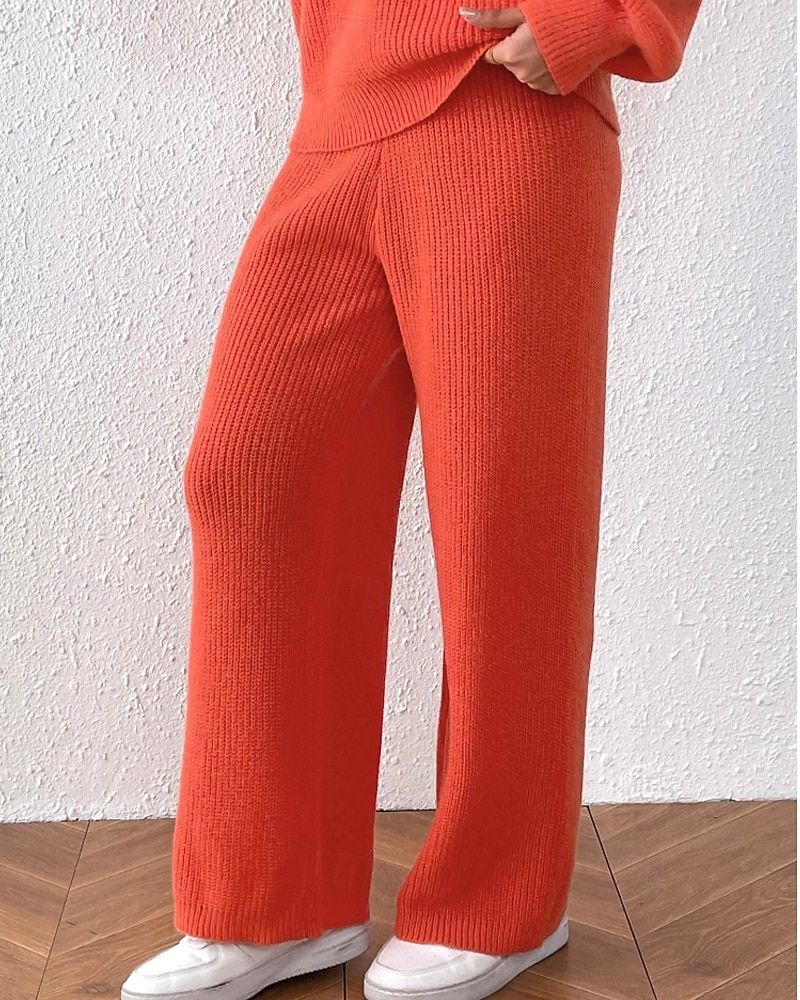 Γυναικεία Πλατύ Πόδι Πλατύ παντελόνι ανάπαυσης Κομψό στυλ street Καθημερινό Πλήρες μήκος Φυσικό Σκέτο Ελαστική μέση Άνετο ΕΞΩΤΕΡΙΚΟΥ ΧΩΡΟΥ Διακοπές Εξόδου Πορτοκαλοκόκκινο Κάμελ Μαύρο Χειμώνας 2025 - $24.99 –P10