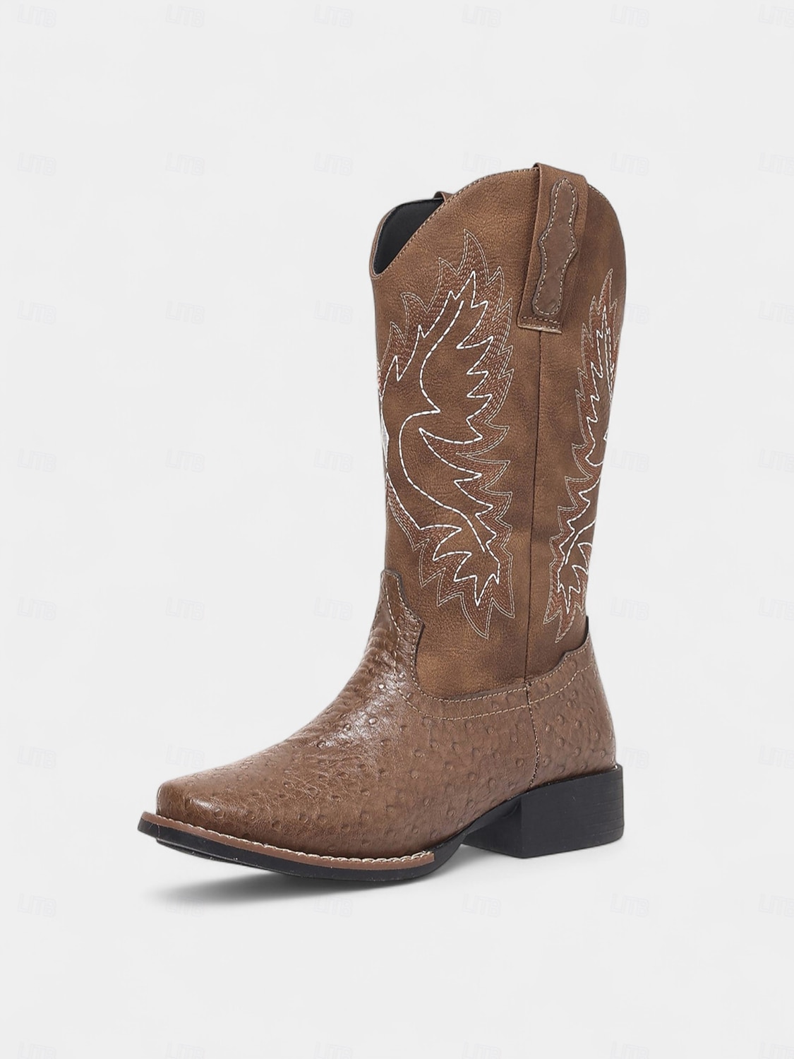 stivali da cowboy ricamati marroni da donna: classici stivali a metà polpaccio in stile western per festival autunnali, lavori agricoli e concerti country del 2026 a $64.99 –P1