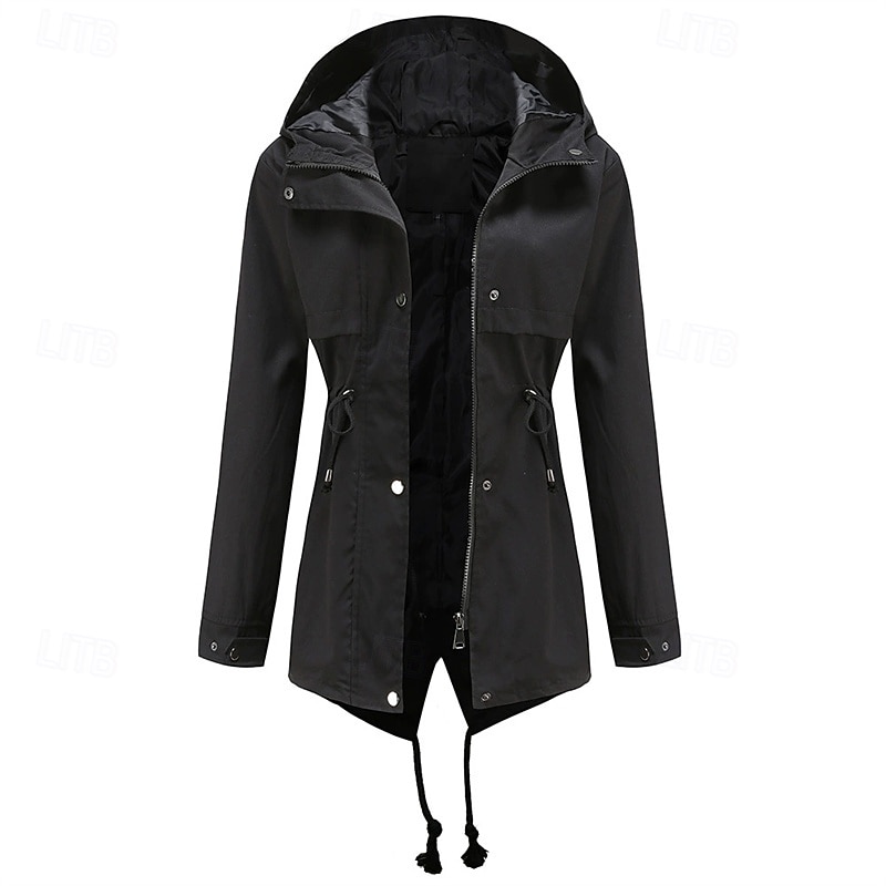 Mulheres Jaqueta casual Jaquetas de chuva impermeáveis Capas de chuva Prova-de-Água A Prova de Vento Zíper Bolsos Moda Ao ar livre Tecido Para Noite Final de semana Zíper Padrão Com Capuz Normal de 2025 por $32.99 –P6