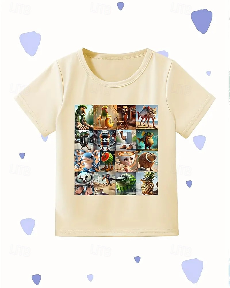 2025年 男の子用おもしろイタリアンブレインロットグラフィックTシャツ - 軽量で伸縮性のある生地を使用した軽量ストレッチTシャツ。4～12歳向け。普段使いにぴったりのカジュアルTシャツ。 &誕生日パーティーの衣装、子供用夏シャツ、遊び心のある子供用アプリ  コレクション – $11.99 –P6