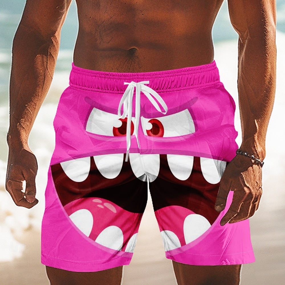 Herr 3D-seriefigur Le ansikte Stora ögon Badshorts Boardshorts Medium Midja Rolig Utomhus Semester Vardag Sidfickor Mesh foder Elastisk dragsko i midjan Designer Kläder 2025 - $19.99 –P2