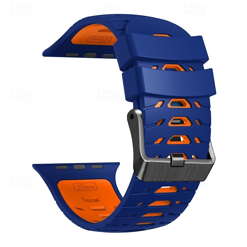 sportszíj, kompatibilis az Apple Watch 42mm 44mm 45mm 49mm-es szíjával, strapabíró, kétszínű fémkapocsos szilikon szíj, csere csuklópánt az iWatch Ultra 2 sorozathoz, 9, 8, 7, SE, 6, 5, 4, SE-hez 2025 - $15.99 –P7