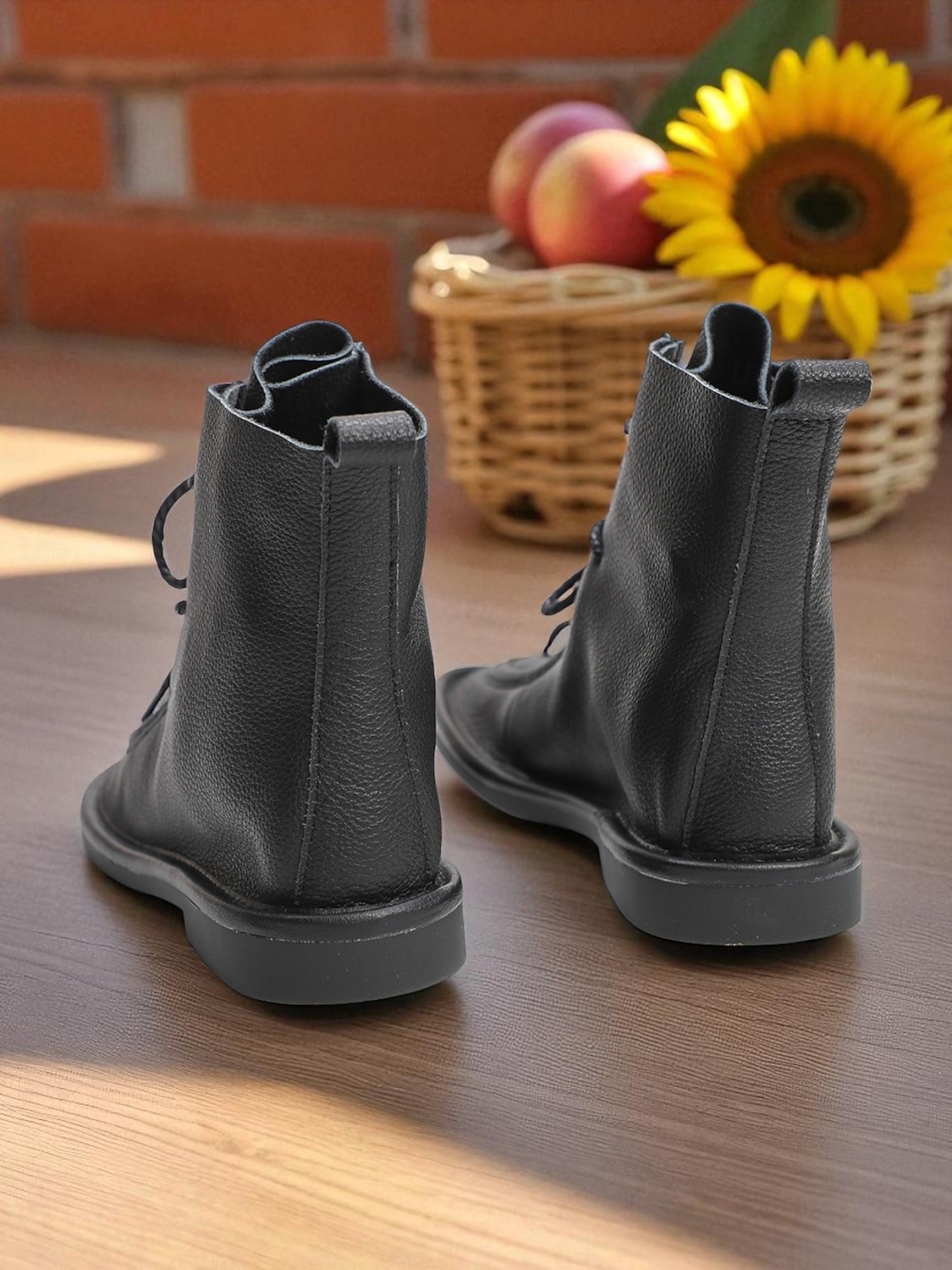Ghete negre pentru femei din piele naturală, cu șireturi – pantofi casual din piele de vacă, rezistenți, pentru serviciu, călătorii și ținute de zi cu zi 2025 - $94.99 –P3