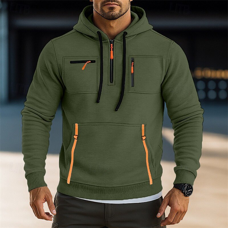 Per uomo Felpa con cappuccio Felpa con cappuccio a zip intera Felpa con cappuccio in pile Felpa con cappuccio tattica Nero Verde militare Blu marino Cachi Grigio chiaro Con Cappuccio Semplice del 2025 a $23.99 –P5