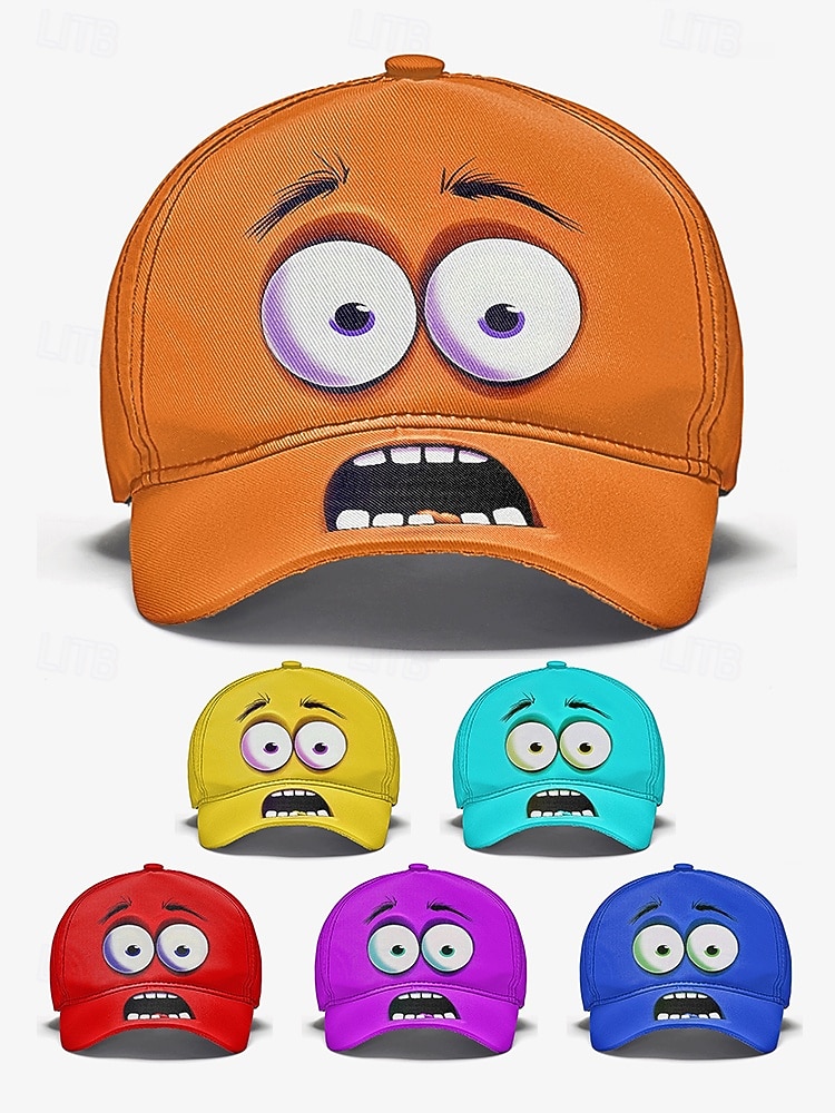 Cappellino da baseball da uomo con faccia da cartone animato: divertenti occhi 3D e design a bocca aperta, disponibile in più colori, perfetto per l'abbigliamento casual e all'aperto del 2026 a $18.99 –P2