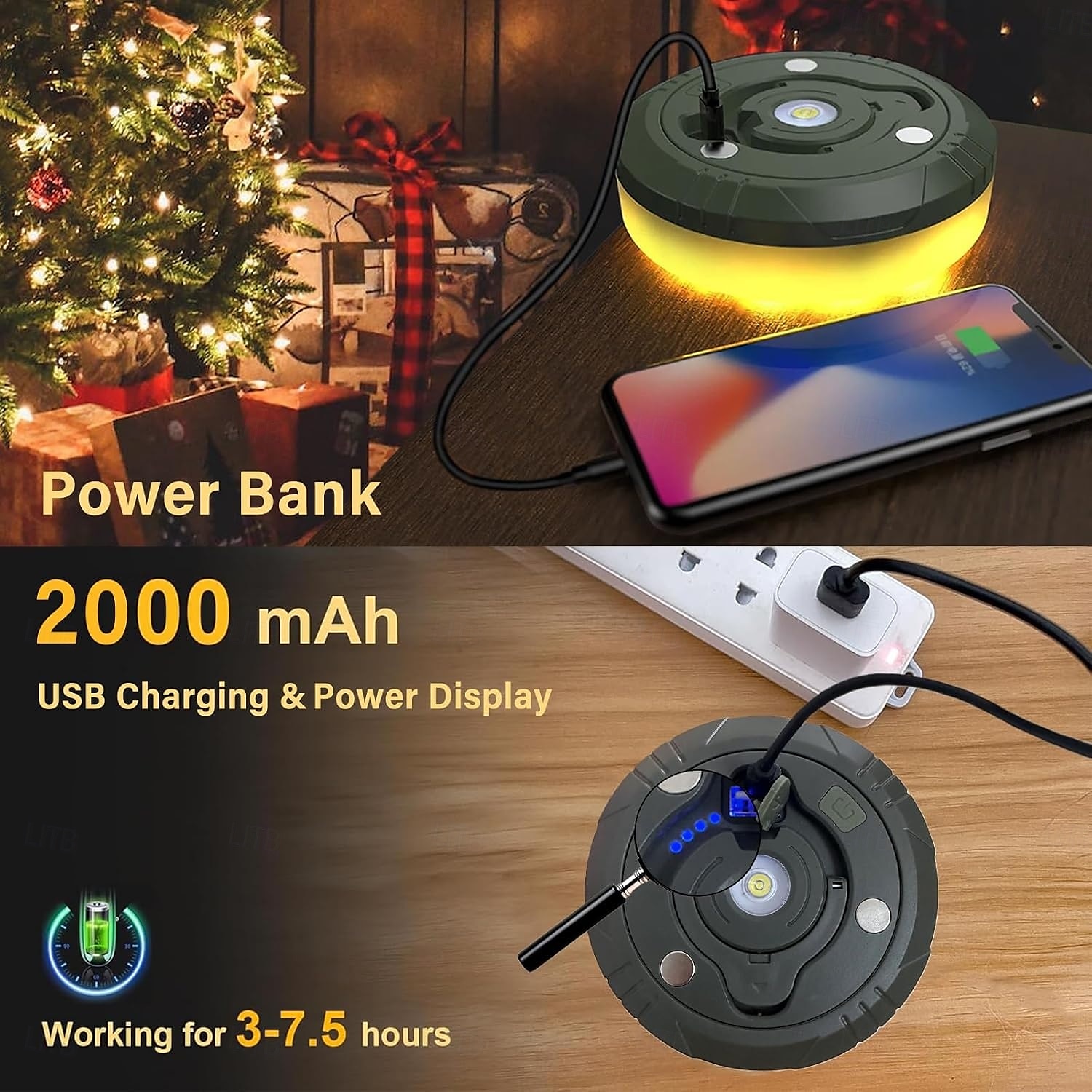 Guirlande lumineuse de camping, guirlande lumineuse d'extérieur 4 en 1 avec 8 modes d'éclairage, guirlande lumineuse de camping rétractable portable pour randonnée en plein air, jardin, fête, de 2025 ? $21.99 –P2
