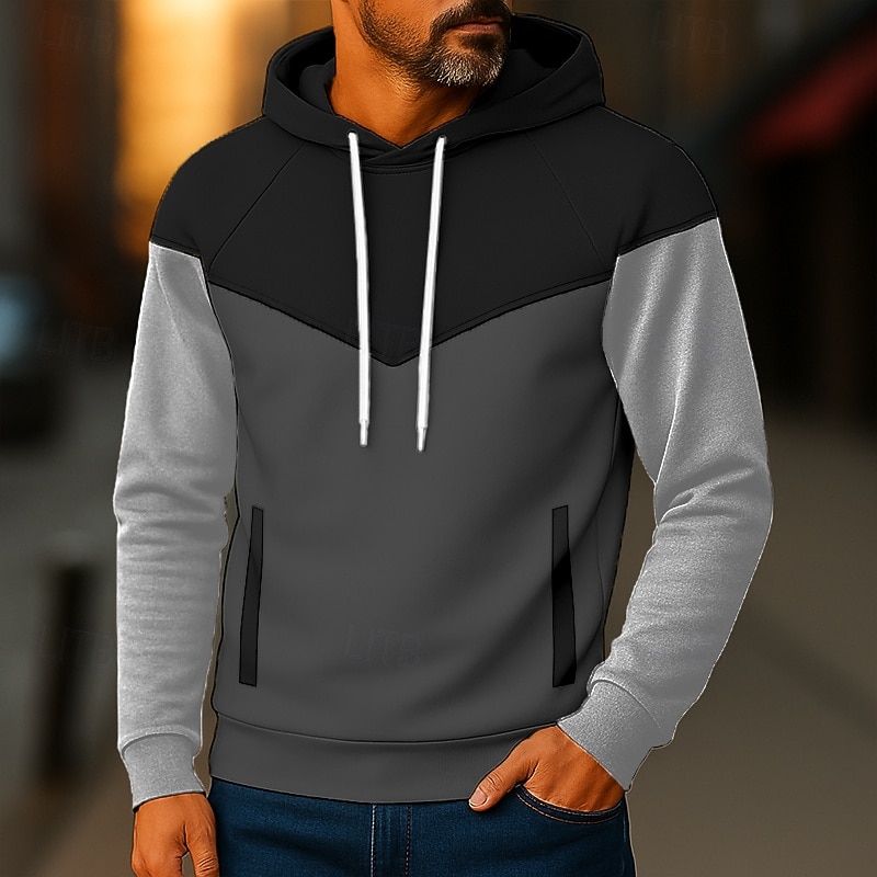 Homens Moletom Moletom com capuz Adamascado Preto Branco Amarelo Verde Tropa Com Capuz Tecido Patchwork Bloco de cor Desportos e Ar livre Casual Diário Roupa de rua Legal Roupa de Esporte Primavera de 2025 por $17.99 –P5