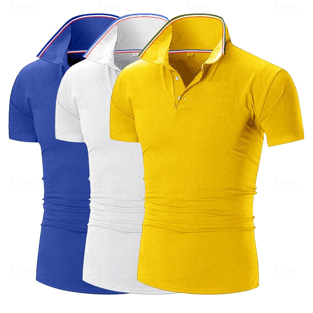 Ανδρικά Πουκάμισο γκολφ Πουκάμισα Pique Polo Επιχείρηση Causal Ριμπ γιακά πόλο Κοντομάνικο Μοντέρνα Βασικό Συμπαγές Χρώμα Σκέτο 3 τεμάχια Κουμπιά Καλοκαίρι Άνοιξη & Χειμώνας Όλες οι εποχές 2026 - $33.99 –P13