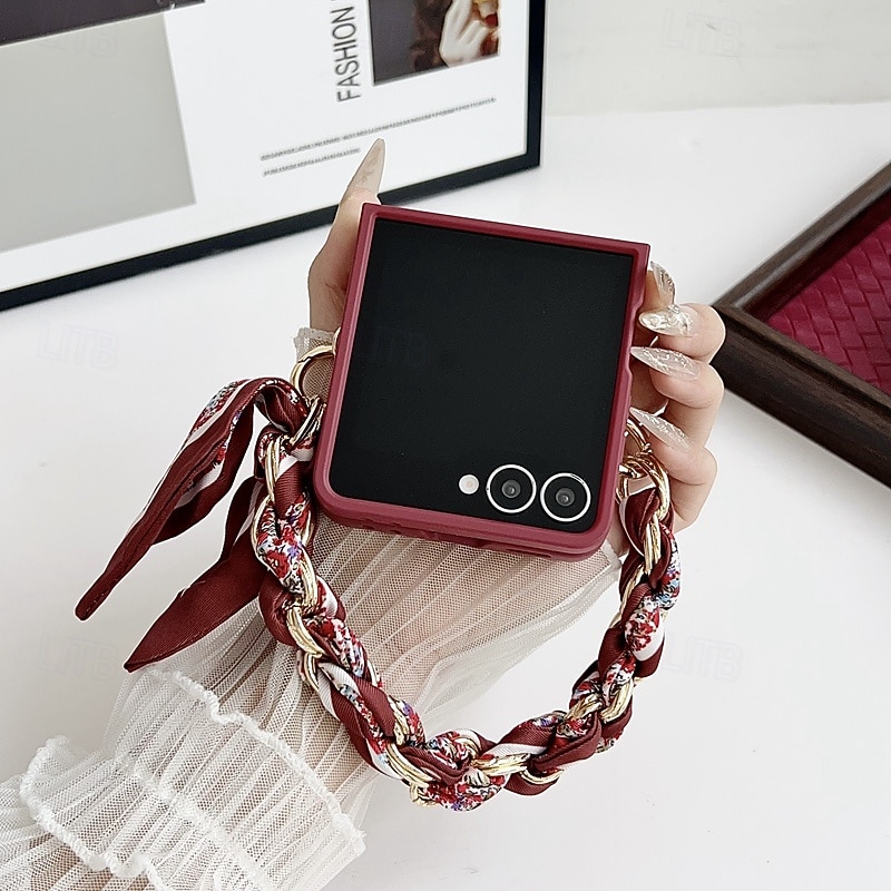 telefoon hoesje Voor Samsung Galaxy Z Flip 7 Z-flip 6 Z Flip 5 Z Flip 4 Achterkant met draagkoord Schokbestendig Bloem Bloemen PC 2026 - $18.99 –P10