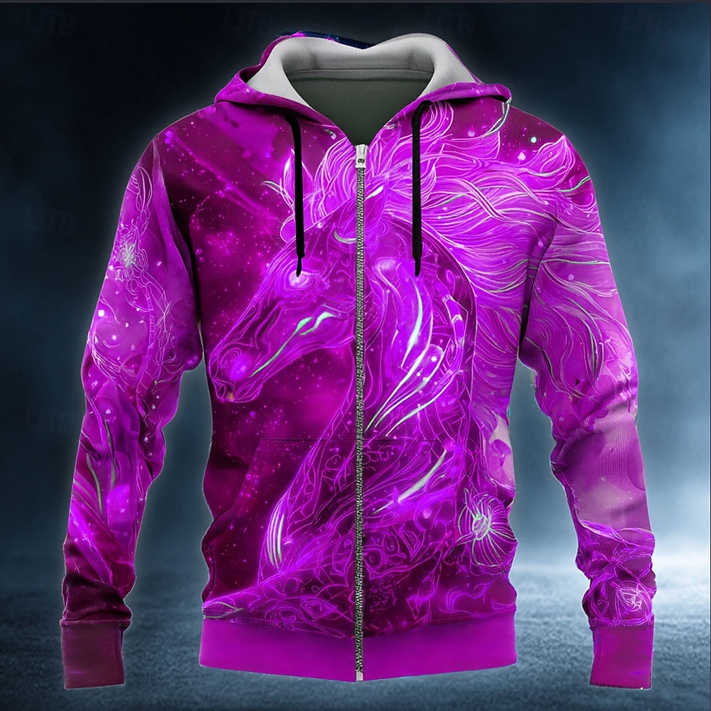 Per uomo 3D Felpa con Cappuccio Giacca di pelle Felpa Fantasia Stampa su tutta la superficie Manica Lunga Con cerniera Abbigliamento casual alla moda Vacanza Uscire Blu Verde scuro Viola Verde del 2026 a $31.99 –P3