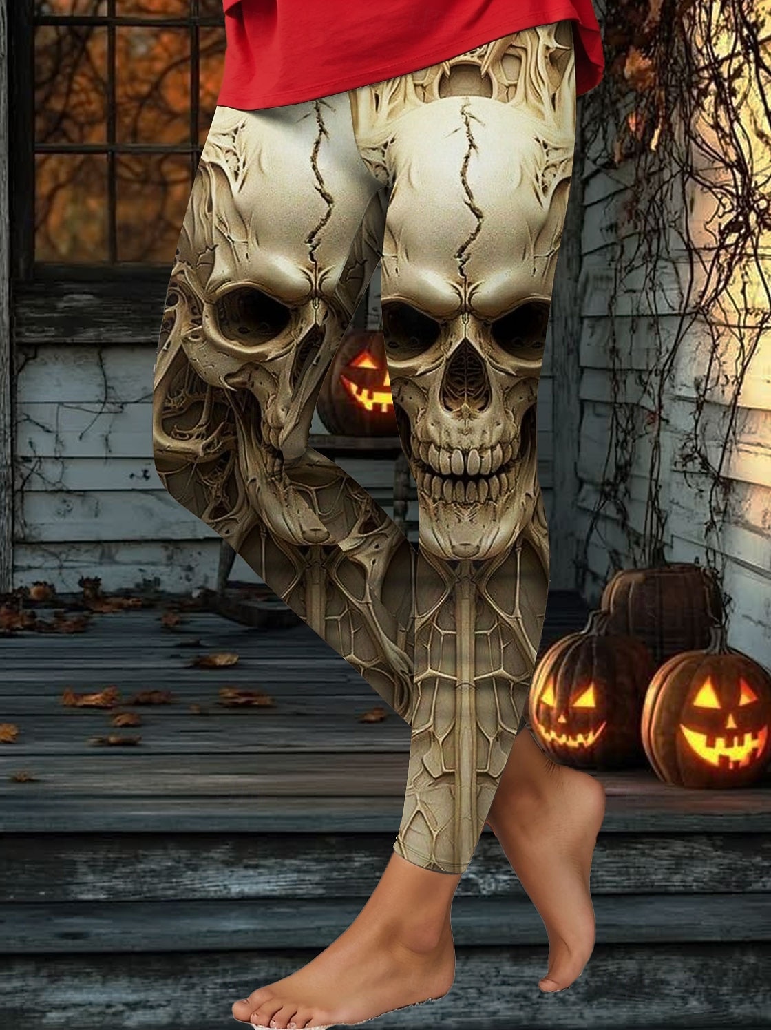 Dámské Legíny prázdniny Vinobraní Módní Po kotníky Vysoký pasPantsHalloween Grafika Lebky předvečer Všech svatých Potisk Yumuşak Prodyšné Elastické Dovolená ulice Ležérní Bílá Vodní modrá Trávov 2025 - $22.99 –P7